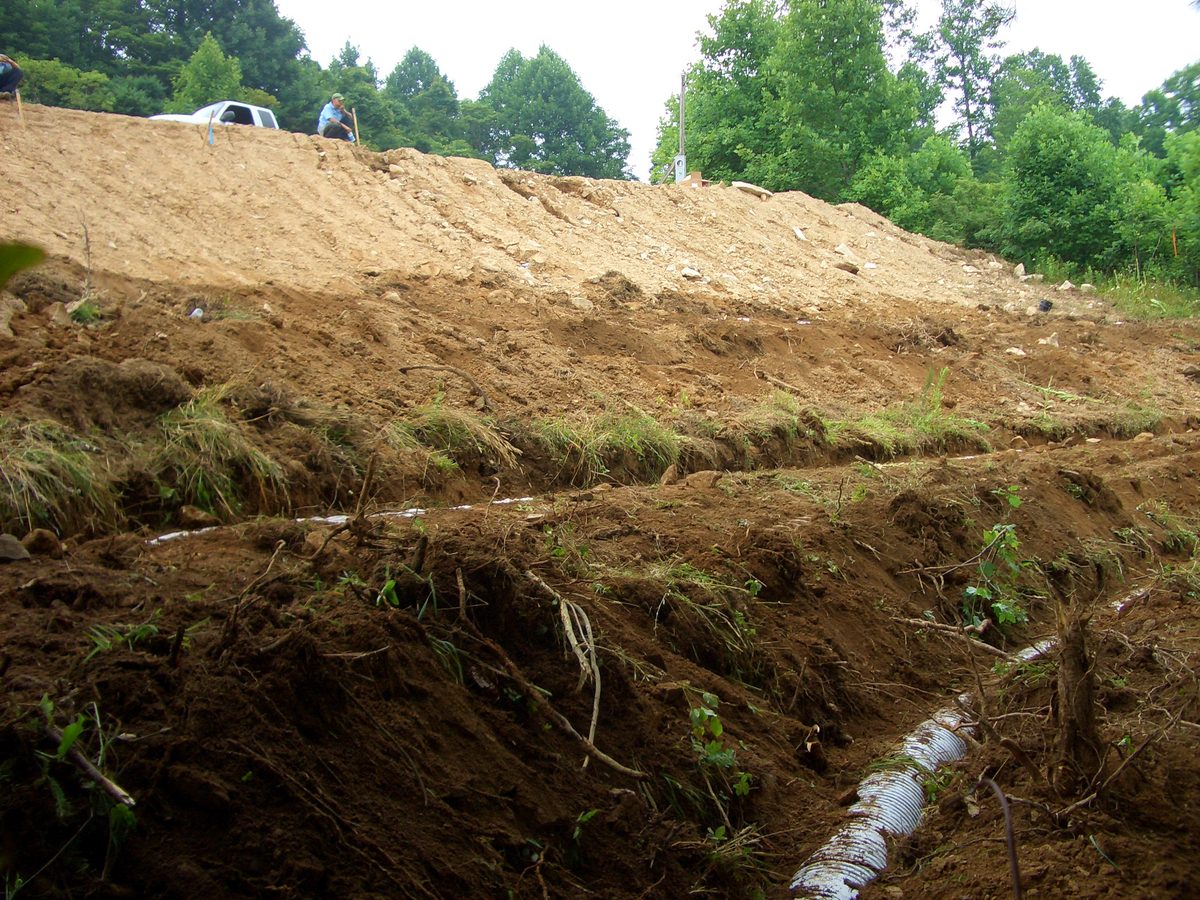 Septic drain field installation work on a Muskingum County property